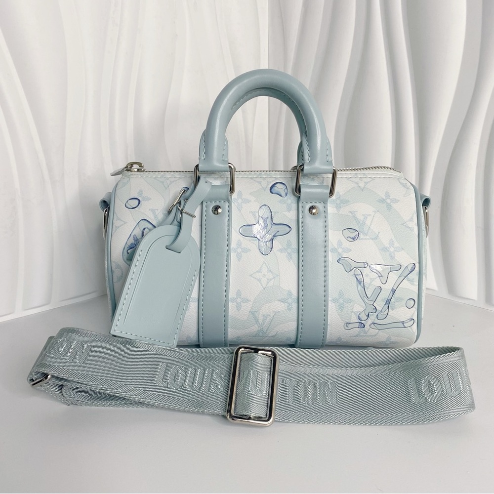 Louis Vuitton Keepall Bandoulière 25 Aquagarden Crystal Blue Hand Crossbody Bag